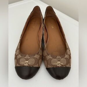 Coach Brown Signature Canvas Cap Toe Flats with Dark Brown Toe